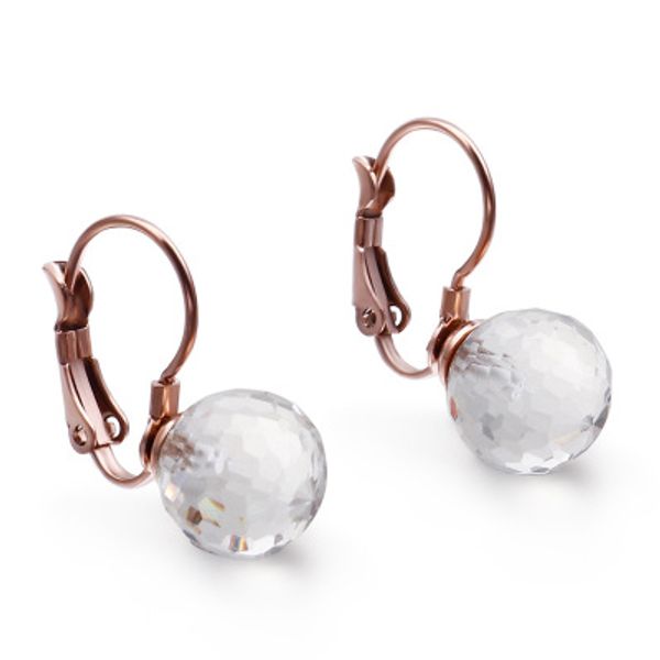 

stainless steel clip earrings female accessories gold silver crystal round ball earring fashion jewelry for girl wholesale party