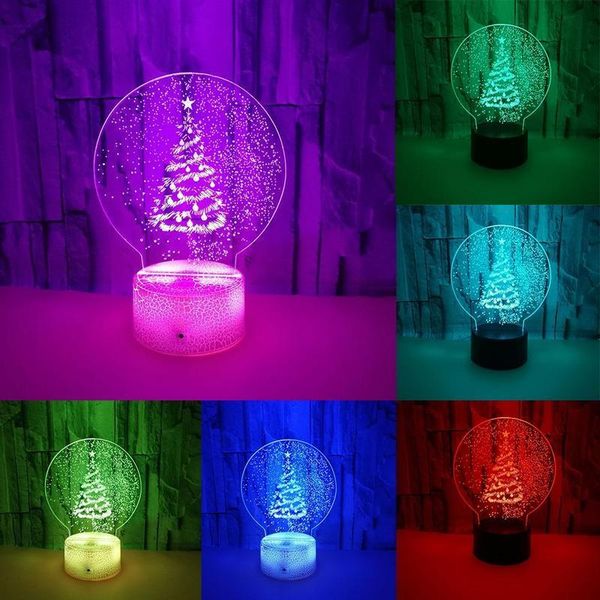 

creative christmas led gift lights christmas tree snowman pattern 3d colorful small table lamp usb night light