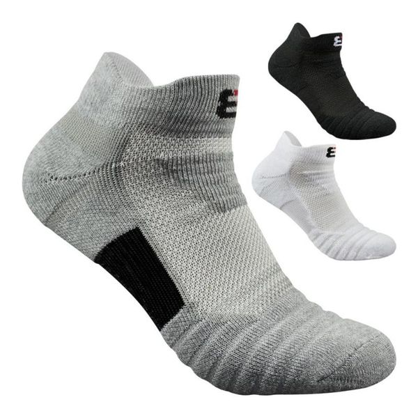 

1 pair men socks thermal sport for outdoor cycling basketball running winter hiking basket tennis non-slip sport cotton socks, Black