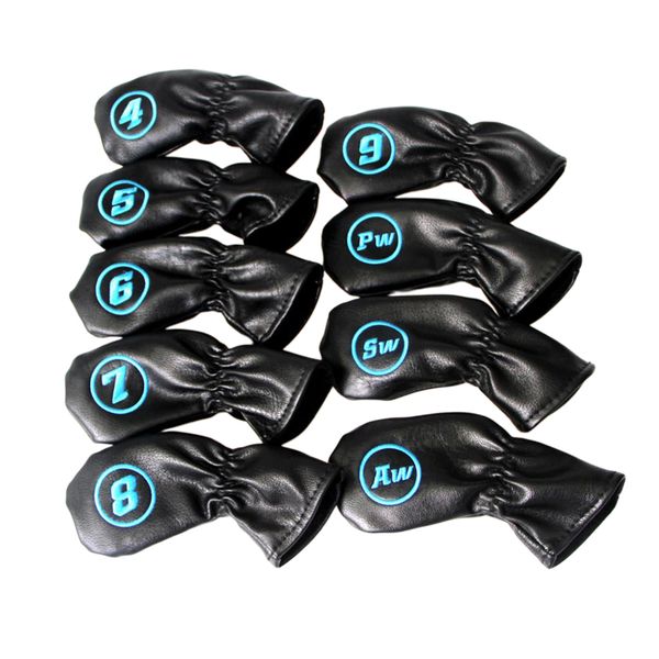 

4-aw 9pcs golf club head cover irons headcover protector with number