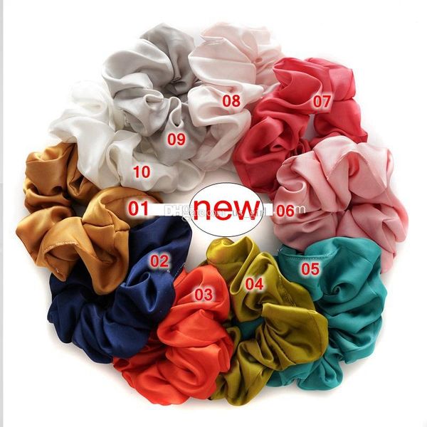Fashion Women Faux Silk Solid Scrunchies Lady Simple Elastic
