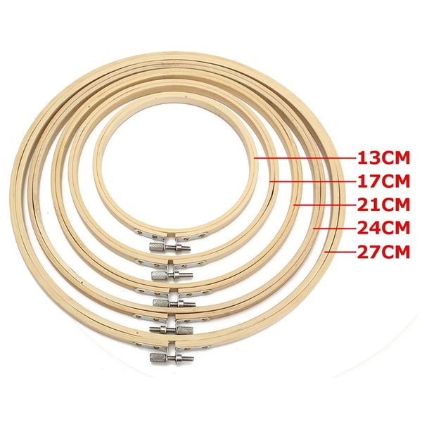 

5pcs/set wood round cross stitch machine embroidery hoop frame ring bamboo for diy craft sewing tool 13/17/21/24/27cm, Black