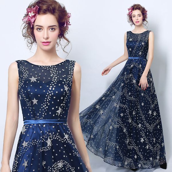 navy blue dress with gold stars