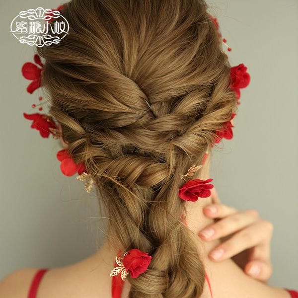 

wedding party beaded pearl gift woman lady diamond flower leaf hair jewelry for bride acting initiation graduation yy-140, Slivery;golden