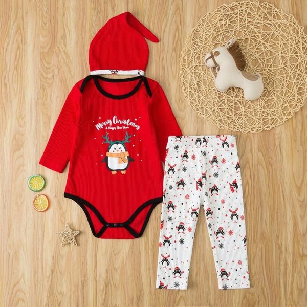 

goocheer 3pcs christmas set for newborn baby girl boys xams clothes romper pants outfits long sleeve baby clothing, White