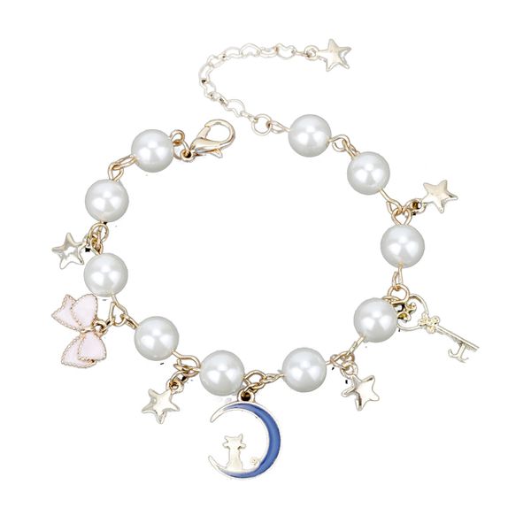 

Mqchun jewelry ailor moon charm bracelet cardcaptor akura cute cat moon tar cry tal imitation pearl bangle bracelet wri tlet