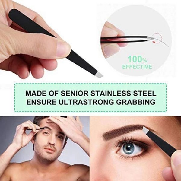

4 sets eyebrow tweezers stainless steel pointed / tilted pointed / flat hair removal makeup kit
