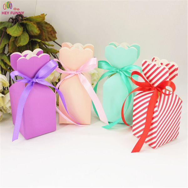 

10pcs cartoon shape of the vase paper bags baby shower souvenirs gift favor candy box kids girls birthday party supplies