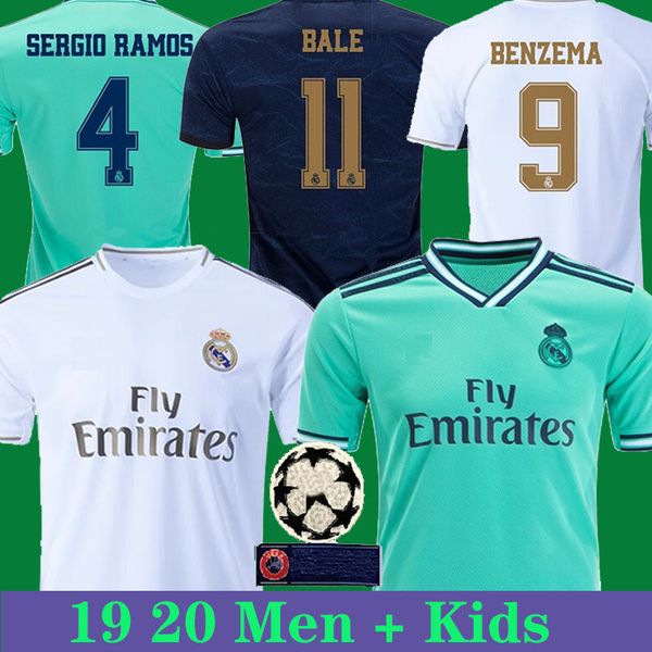 

19 20 real madrid jersey bale hazard sergio ramos benzema kroos isco thailand soccer jersey kids uniforms kit football jersey maillot, Black;yellow
