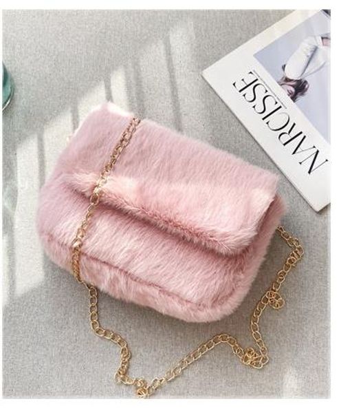 

bag female 2020 new simple retro wild shoulder messenger bag fur ins chain lamb fur bag
