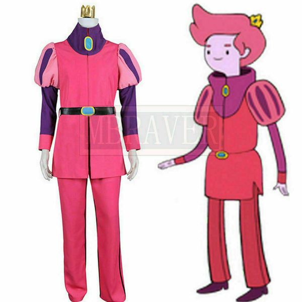 

adventure time cosplay prince gumball costume new full set pink uniform, Black;red