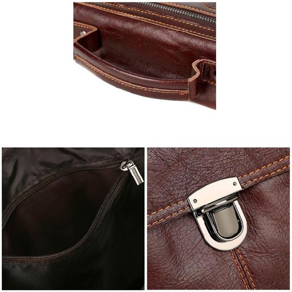 

men genuine leather vintage buckle shoulder bag satchel crossbody bag wf 668