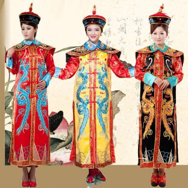 Antica Cina Manciù Dinastia Qing Queen Empress Robe Dress Cosplay Per Lady Costume tradizionale cinese Abbigliamento donna Act Drop Shipping