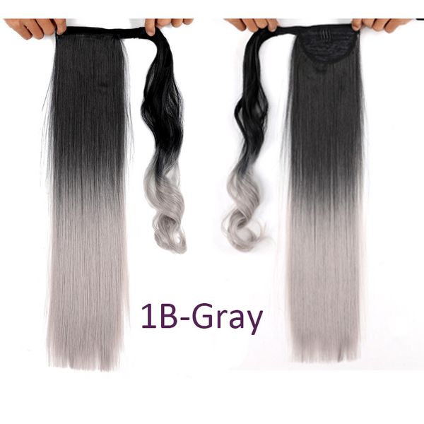 

long straight ponytail 22 inch clip in pony tail hair extensions 110g/pcs wrap around on synthetic hairpiece ls10f, Black