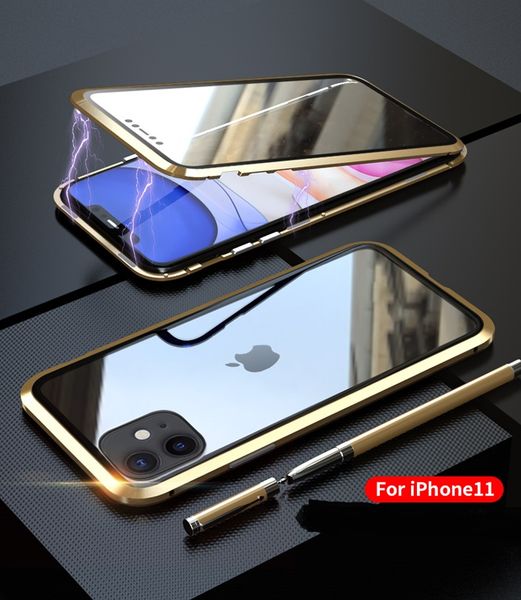 Flip Adsorção Magnética Anti-Peeping Capas de Vidro Temperado para iPhone 11 Pro Max XR XS X 8 7 6 Plus 12 13 Mini 14