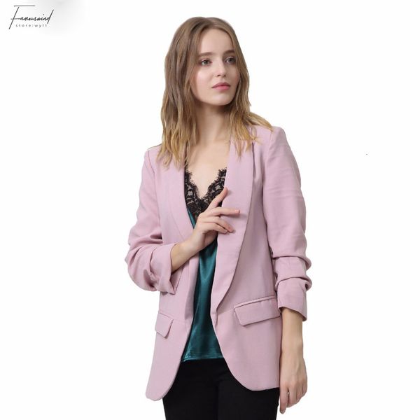 

women elegant 4 blazer crimping three quarter sleeve outerwear notched pocket office casual ct1504 drop shipping, White;black