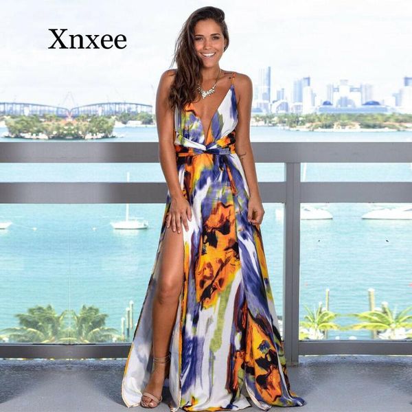 

casual dresses beach boho flower women floral maxi dress long ladies sleeveless v neck prom evening party summer sundress, Black;gray