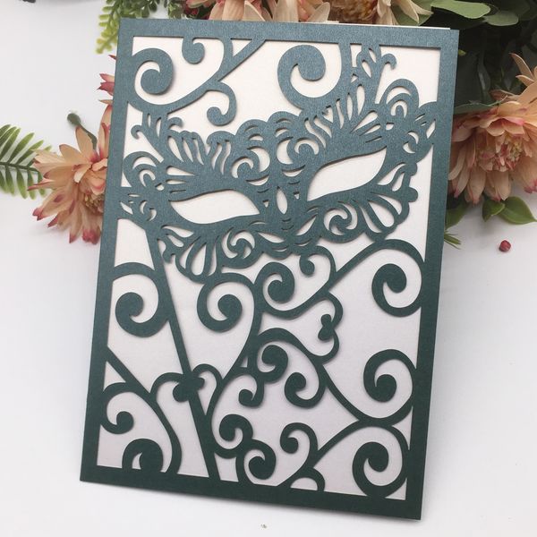 

20pcs /lot wedding invitation cards hollow laser cut pearl paper with grand events father's day gift invitations supplies, Black