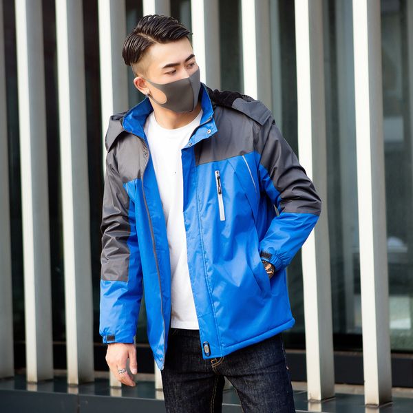 

men down parkas coat winter loose thick velvet red/blue/black large size casual hooded parka windproof waterproof coats male sh190930