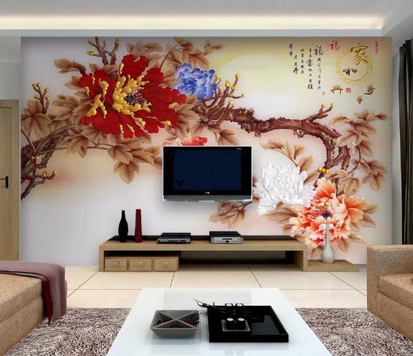 

пользовательские 3d обои silk ткань водонепроницаемые холст фрески настенные paintingcolorful вырезаны имитация цвета резьба гостиной mural