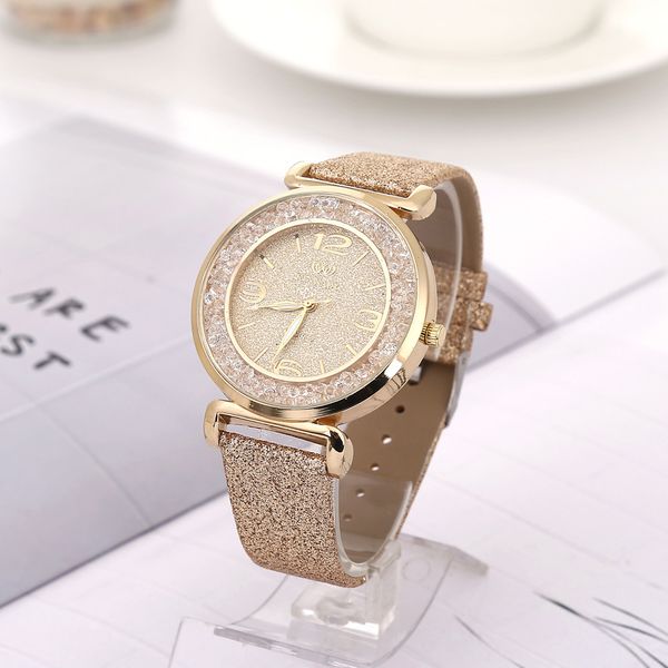 

orologio donna stylish ladies watches multi-colored analog quartz women wrist watch luxury pu leather strap alloy crystal watch, Slivery;brown