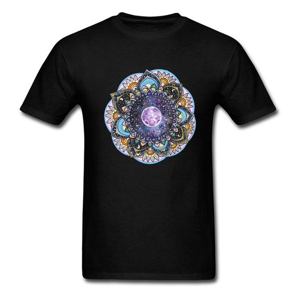 

moon mandala t shirts men classical indian tshirt for street style men's r t-shirt cotton ing, White;black