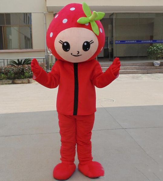 2019 fábrica foto real quente de novos trajes de morango mascote vermelho para adultos para venda