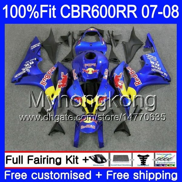 Kit iniezione blu giallo rosso per HONDA CBR 600RR 600F5 CBR 600 RR F5 07 08 283HM.28 CBR600F5 CBR600RR 07 08 CBR600 RR 2007 2008 Carene