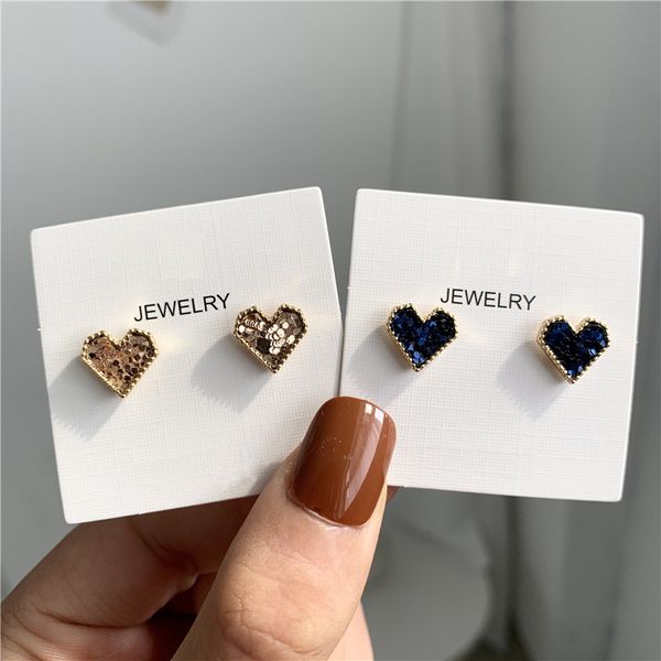 

new fashion s925 silver post heart stud earrings for party wedding gift jewelry, Golden;silver