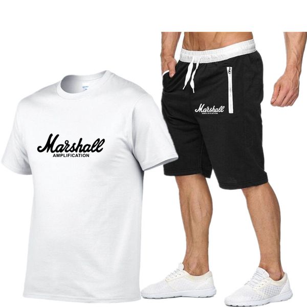 

men's tracksuits summer t-shirt shorts suit sportswear fashion letter printed casual sports, Gray
