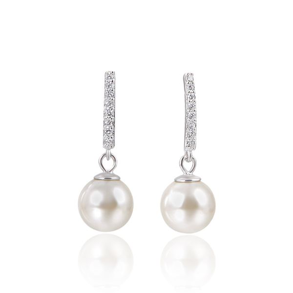 

new wedding jewelry bridal drop earrings authentic 925 sterling silver pearl dangle earring classic zircon fine jewelry, Black