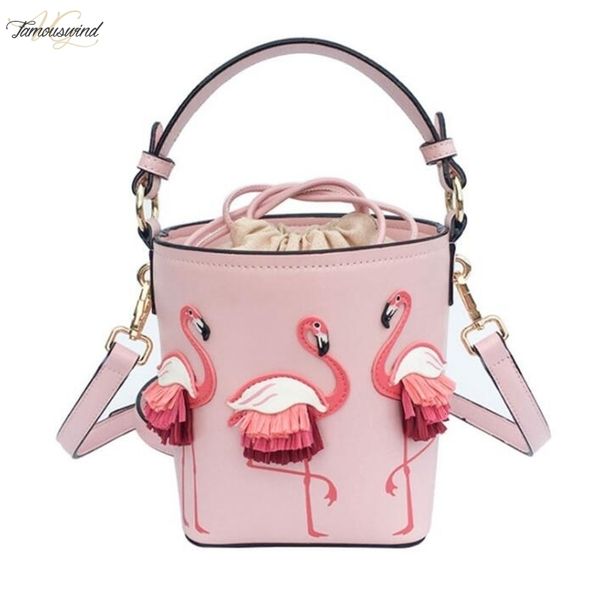 

brand fashion show bag women bags pu leaather female flamingo bucket bag women shoulder bags designer handbags xs 92