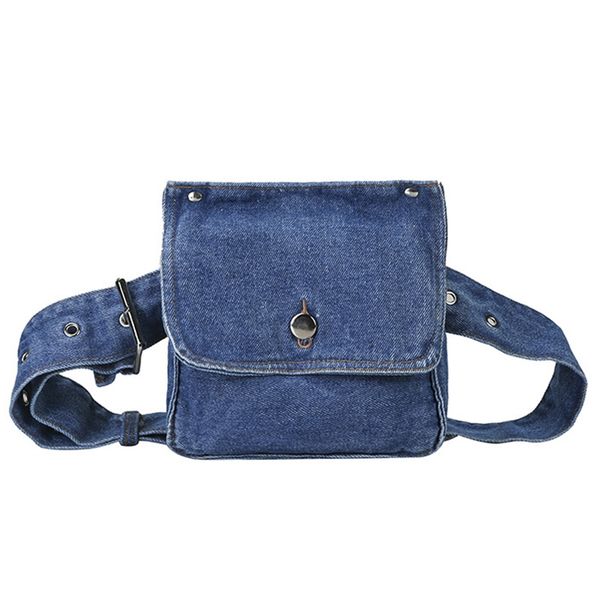 

fggs-fashion female retro funny blue denim small chest waist belt beach crossbody shoulder bag pack handbag women