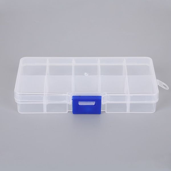 

colorful 10 grids adjustable transparent plastic storage box for small component sewing tools box beads button organizer case ing