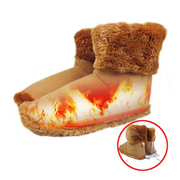 

usb zachte voetenwarmer heating slippers soft plush home winter heated shoe warming slippers for keeping foot warmer washable, Black