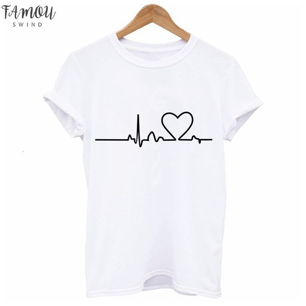 

2020 cat heartbeat lifeline printed tshirt women casual funny t shirts femme white short sleeve tees hipster woman clothes