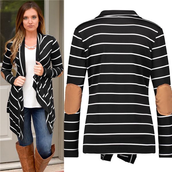 

womens designer jackets striped panelled fashion loose irregular cardigan outerwears casual long sleeve females clothes, Black;brown