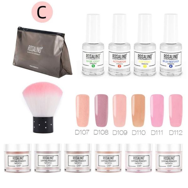 

rosalind nail polish set dipping powder system liquid natural dry nail art starter kit tools for manicure set fast dry12pcs 12ml, Red;pink