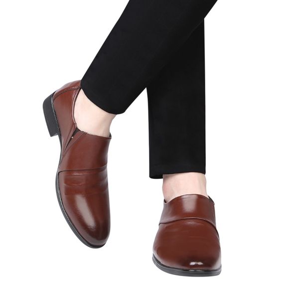 

men's leather shoes fashion business casual england with pointed toe shoes zapatos de hombre cuero genuino#4, Black
