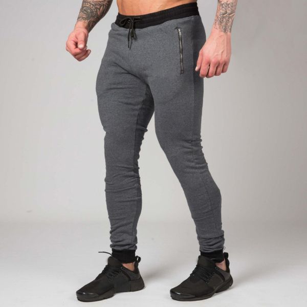 

men pant 2019 mens summer fitness solid bodybuilding drawsting long sports pants trouser 4.23, Black