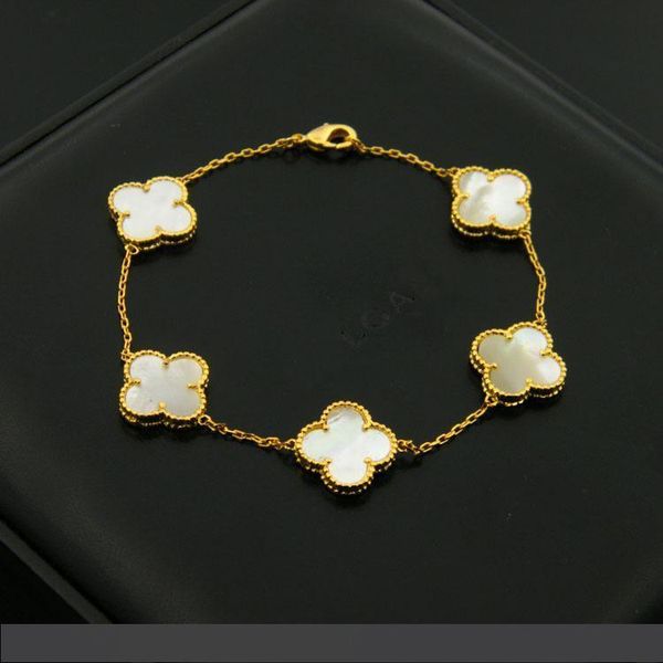 

316l нержавеющая сталь оболочки клевер браслеты с черным агатом четырехлистный клевер для женщин серебро розовое золото цветок браслет бренд, Golden;silver