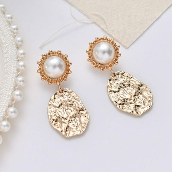 

2020 new girl earrings silver pin imitation pearl retro irregular hyperbole drop earrings for women fashion jewelry accessories