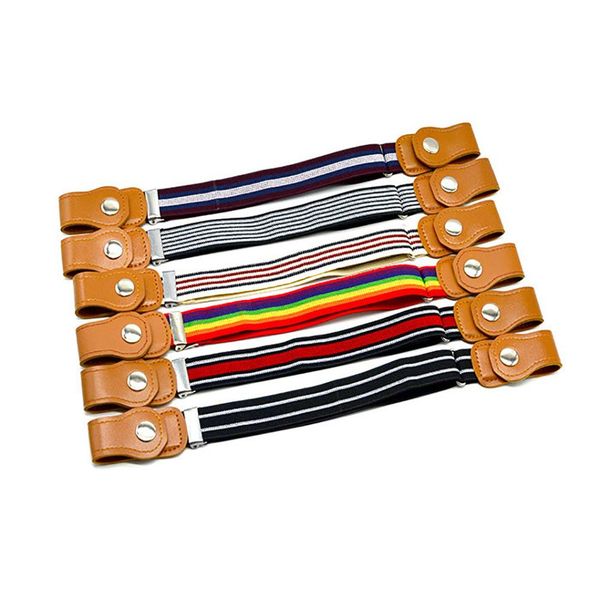 

sanwood children kids boy girl buckle adjustable elastic waist belt fashion striped waistband belts, Black;brown