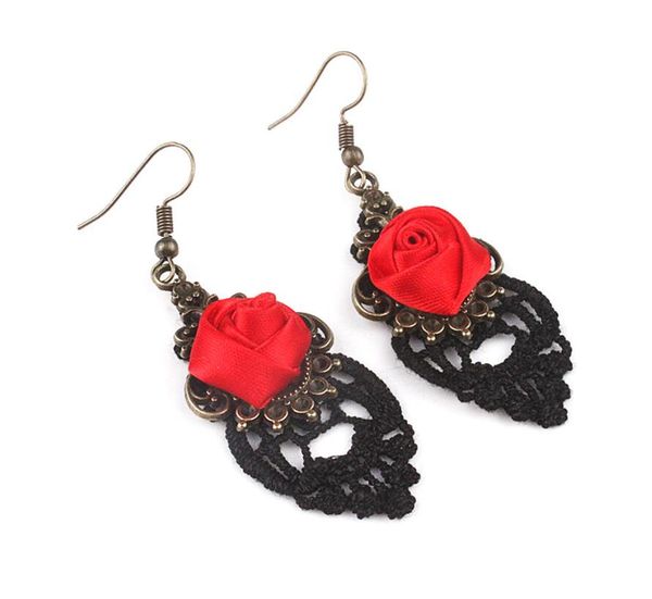

wholesale- jewelry creative goth rose rose decoration earrings pendant fashion lace ornaments earrings ornaments, Silver