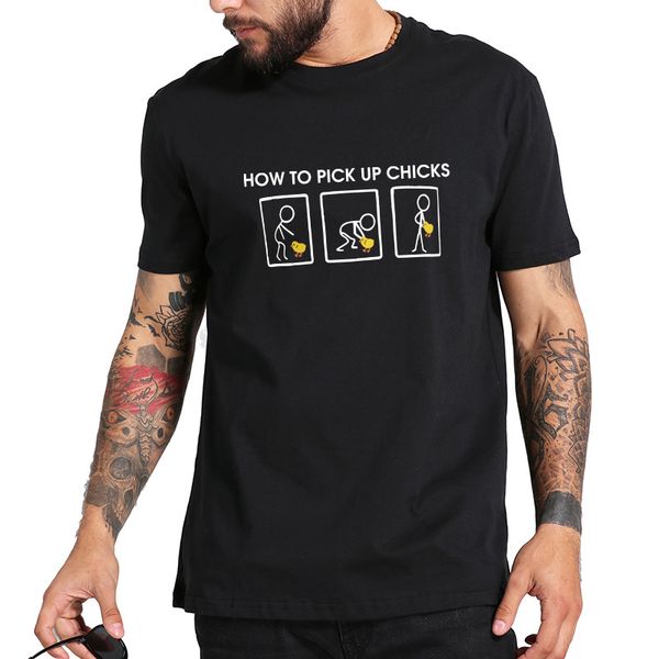 

how to pick up chicks short sleeve shirt men cotton breathable soft t-shirt funny t shirt men summer, White;black