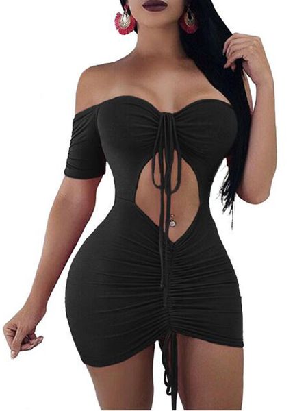 

2019 New Sheath Women Sexy Dress Summer Bandage Bodycon Pencil BLACK Dress off shoulder Summer Off Shoulder Sexy Clubwear sets