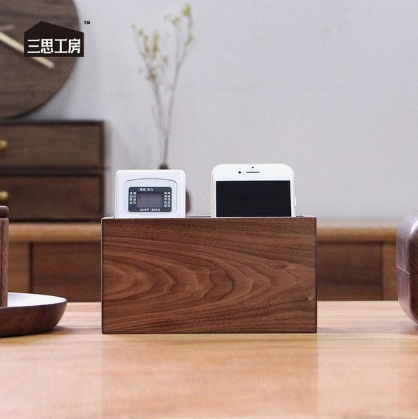 

workshop solid wood remote control receiving box, deskpen cylinder, simple combination, multi-functional storage and f