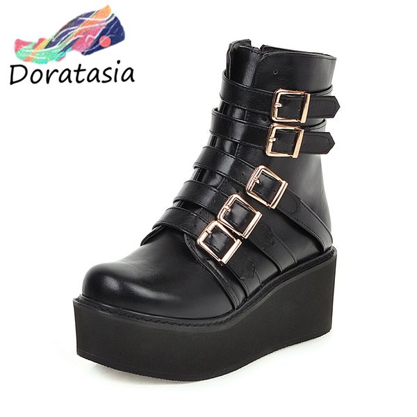 

daratasia autumn plus size 33-46 girl thick platform booties lady elegant black wedges ankle boots women 2019 high shoes woman