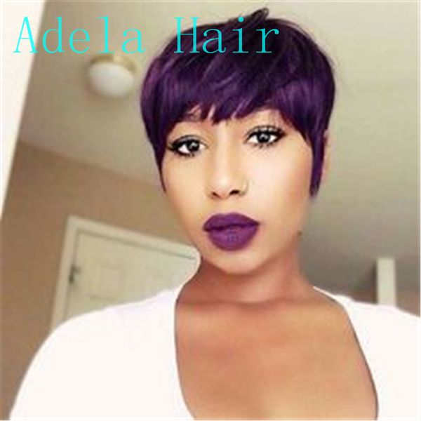 Short Human Hair Wigs For Black Women African American Pixie Wig