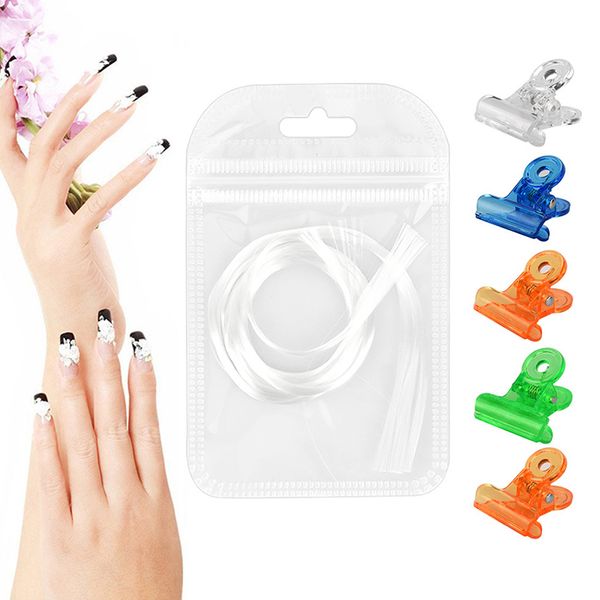 

2m nail extension fiberglass with 5pcs securing clip nail form fibernails acrylic tips for silk building extension tool, Black